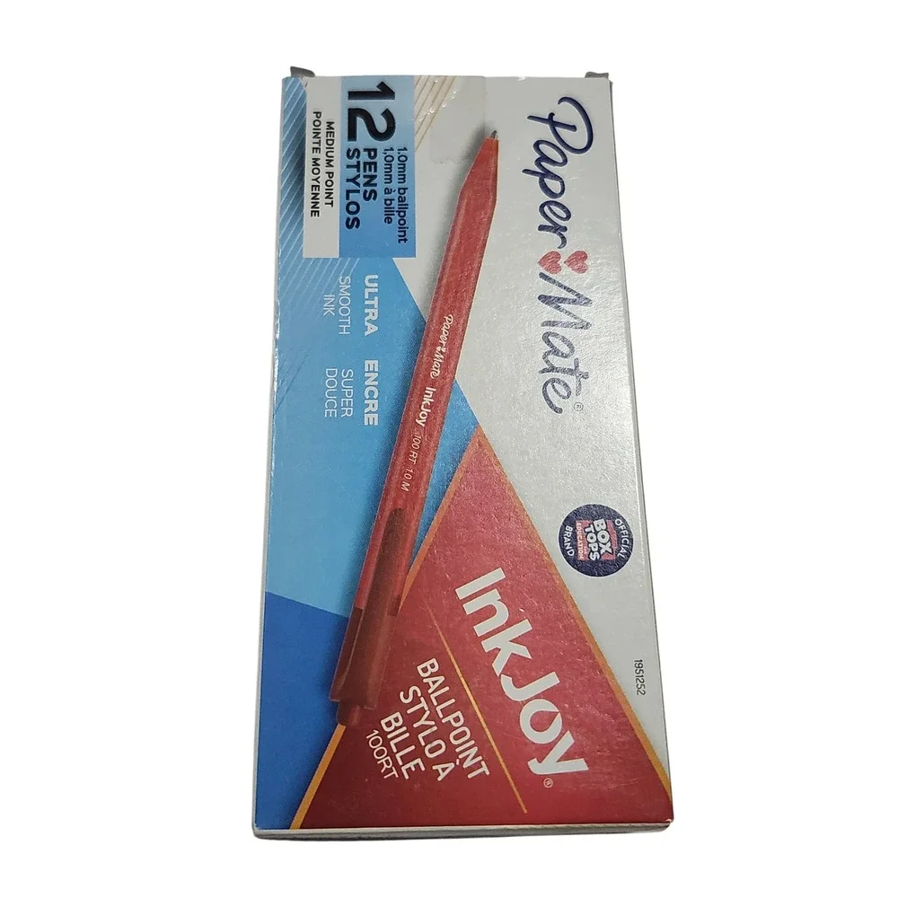 Paper Mate InkJoy 100 RT Retractable Ballpoint Pens Red 1.0mm Medium 12 Pack Box